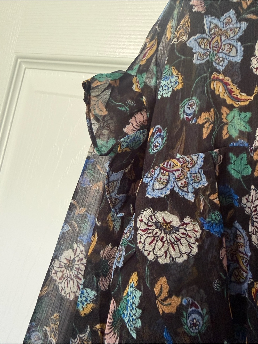MNG Mango NWT Floral Long-Sleeve Chiffon Dress- 8 - Picture 9 of 10